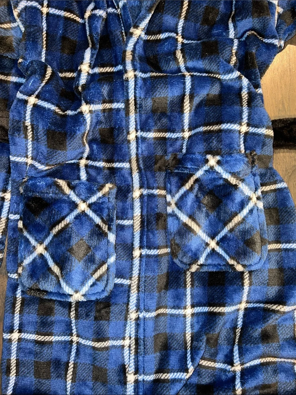 Cuddl Duds Blue Plaid Fleece Top Boys Size-M (8/10)